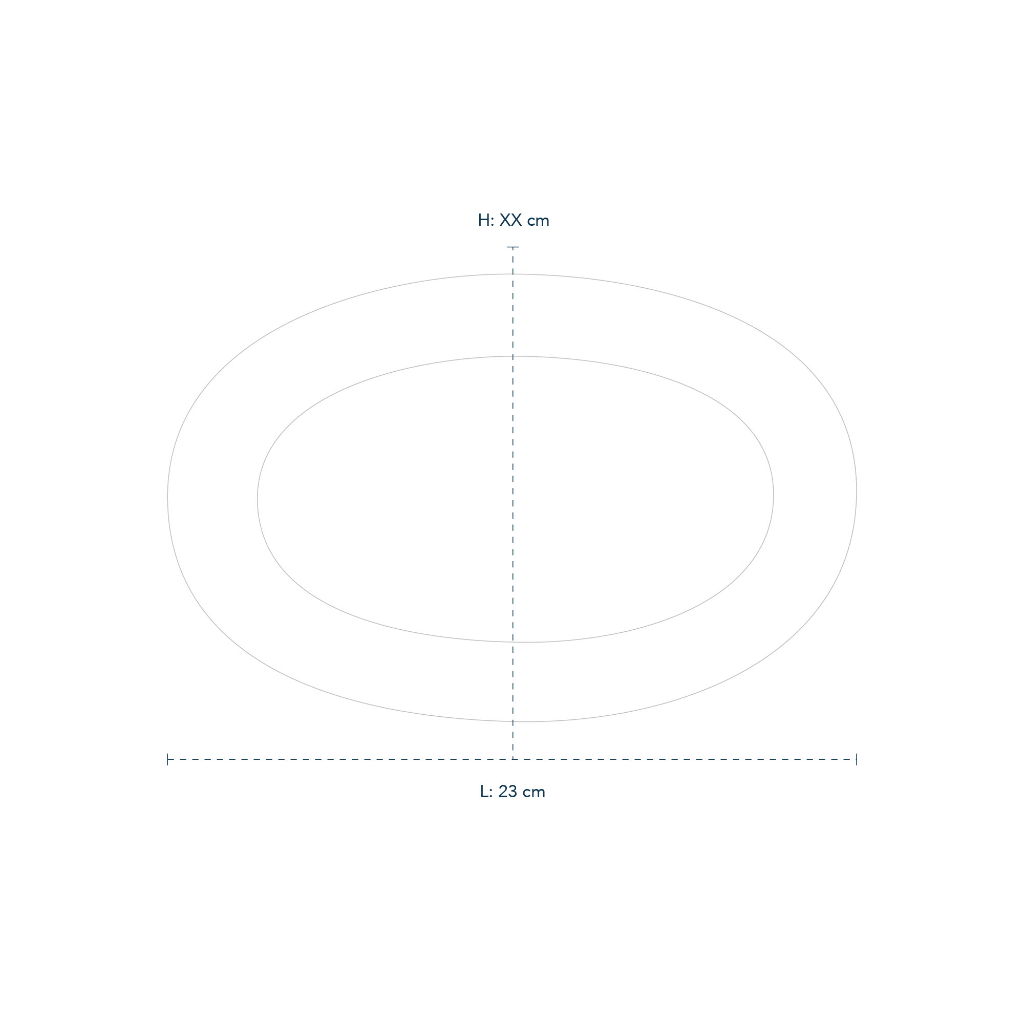 Line drawing of Black Fluted Mega Asiette Oval 23cm